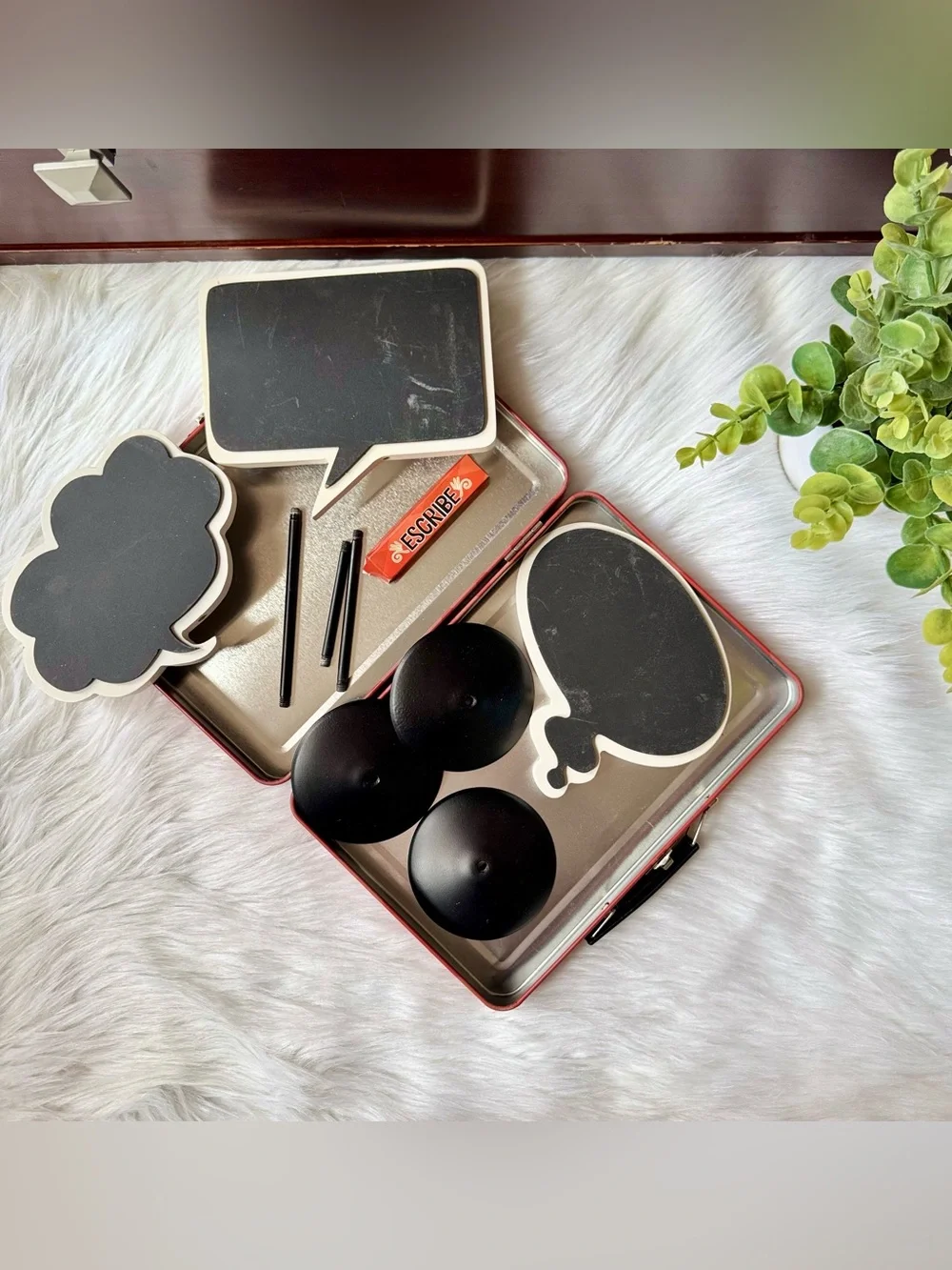 Photofolio Chalkboard Sign Set Tabletop Message Boards Reusable With Stands
